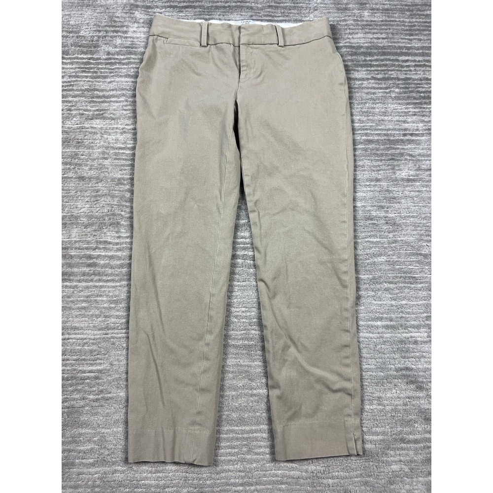 Crown & Ivy Dress Pants Womens 4P Beige Cary Ankle Cotton Blend Casual